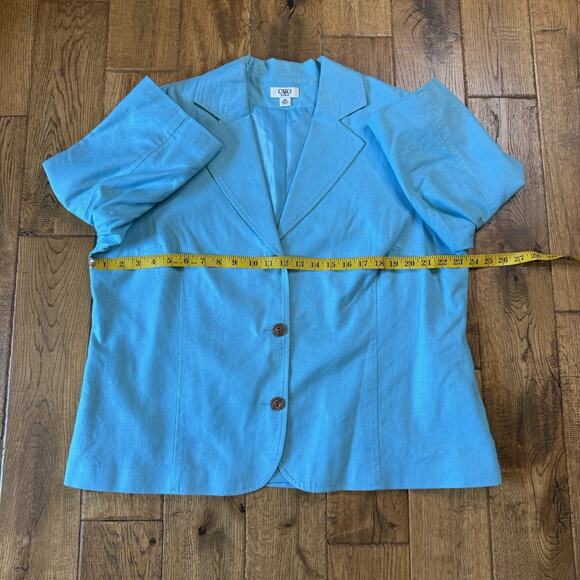 Cato Turquoise Blue Women's Blazer Size 16W Linen Blend 3/4 Sleeve Light Jacket - Picture 5 of 6